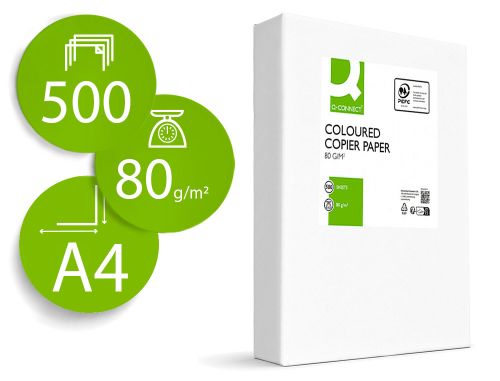 Papel de cor q-connect din a4 80 gr verde intenso embalagem de 500 folhas , Q-connect , 72059 , 5705831014299